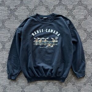 Vintage Banff Sweatshirt Mens XL Black Moose Bar Graphic Souvenir Funny Nature